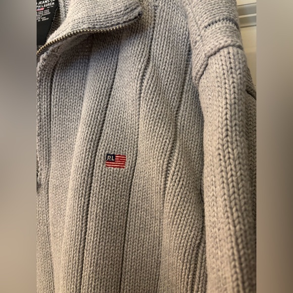VINTAGE Y2K Ralph Lauren Heavyweight Knit 100% Cotton Quarter Zip Sweater, M - Picture 6 of 9